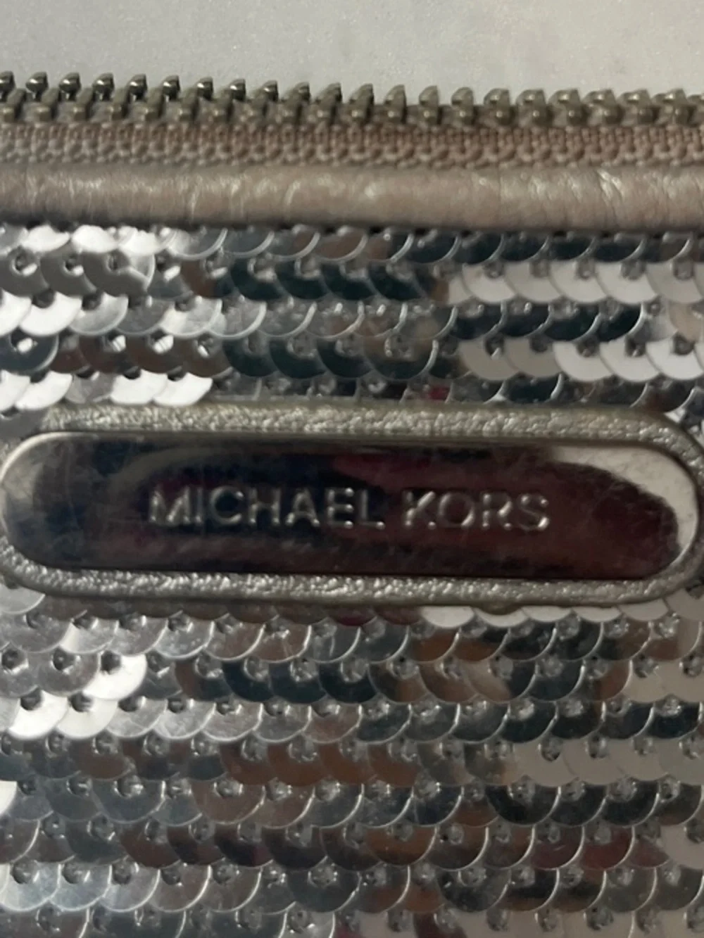 Michael Kors Silver Sequin Zip Pouch